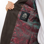 2 Button Plaid Peak Lapel Wool Suit // Brown Plaid (US: 36S)
