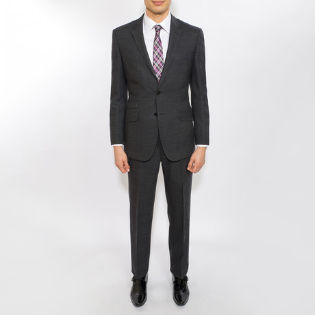2BSV Notch Lapel Black Textured Suit // Black (US: 36S)