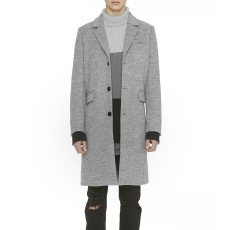 Melange Wool Blend Overcoat // Grey (XS)