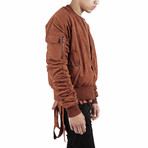 Suede Strapped Bomber Jacket // Rust (XS)