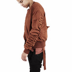 Suede Strapped Bomber Jacket // Rust (XS)