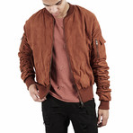 Suede Strapped Bomber Jacket // Rust (XS)