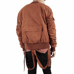 Suede Strapped Bomber Jacket // Rust (XS)