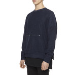 Oversized Inside Out Sweatshirt // Navy (XL)