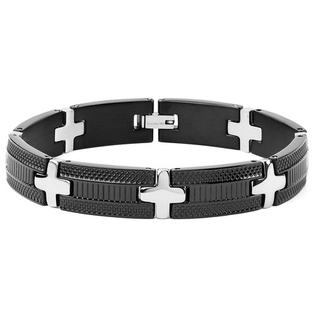 Stainless Steel Textured Link Bracelet