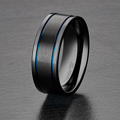 Two Tone Dual Finish Stainless Steel Grooved Comfort Fit Ring (Size 8)