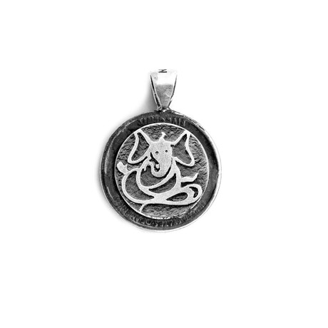 Ganesha Medallion Necklace (Sterling Silver Chain)