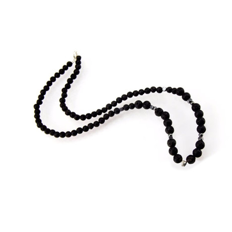 Long Lava Stone Necklace // Black