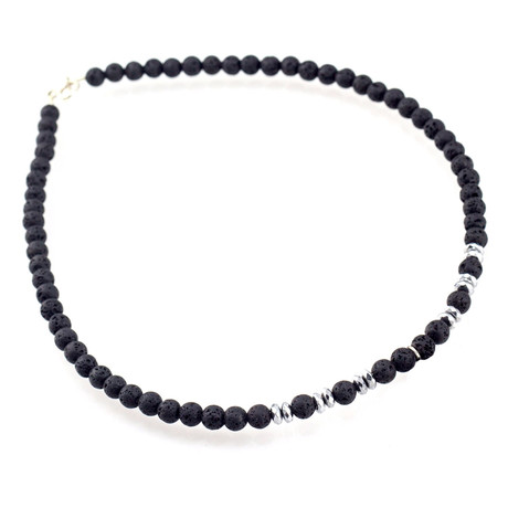 Short Lava Stone Necklace // Black