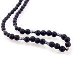 Long Lava Stone Necklace // Black