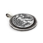 Running Man Medallion Necklace (Sterling Silver Chain)