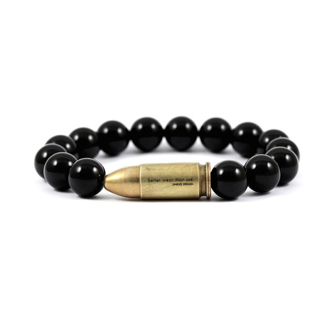 Brass Bullet Bracelet // Polished Onyx (Small)