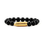 Gold Bullet Bracelet // Polished Onyx (Small)