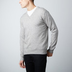 Wool + Cashmere V-Neck Sweater // Light Grey (S)
