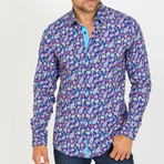 Roger Long-Sleeve Button-Up Shirt // Blue + Pink (2XL)
