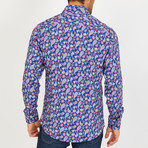 Roger Long-Sleeve Button-Up Shirt // Blue + Pink (M)