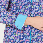 Roger Long-Sleeve Button-Up Shirt // Blue + Pink (XL)
