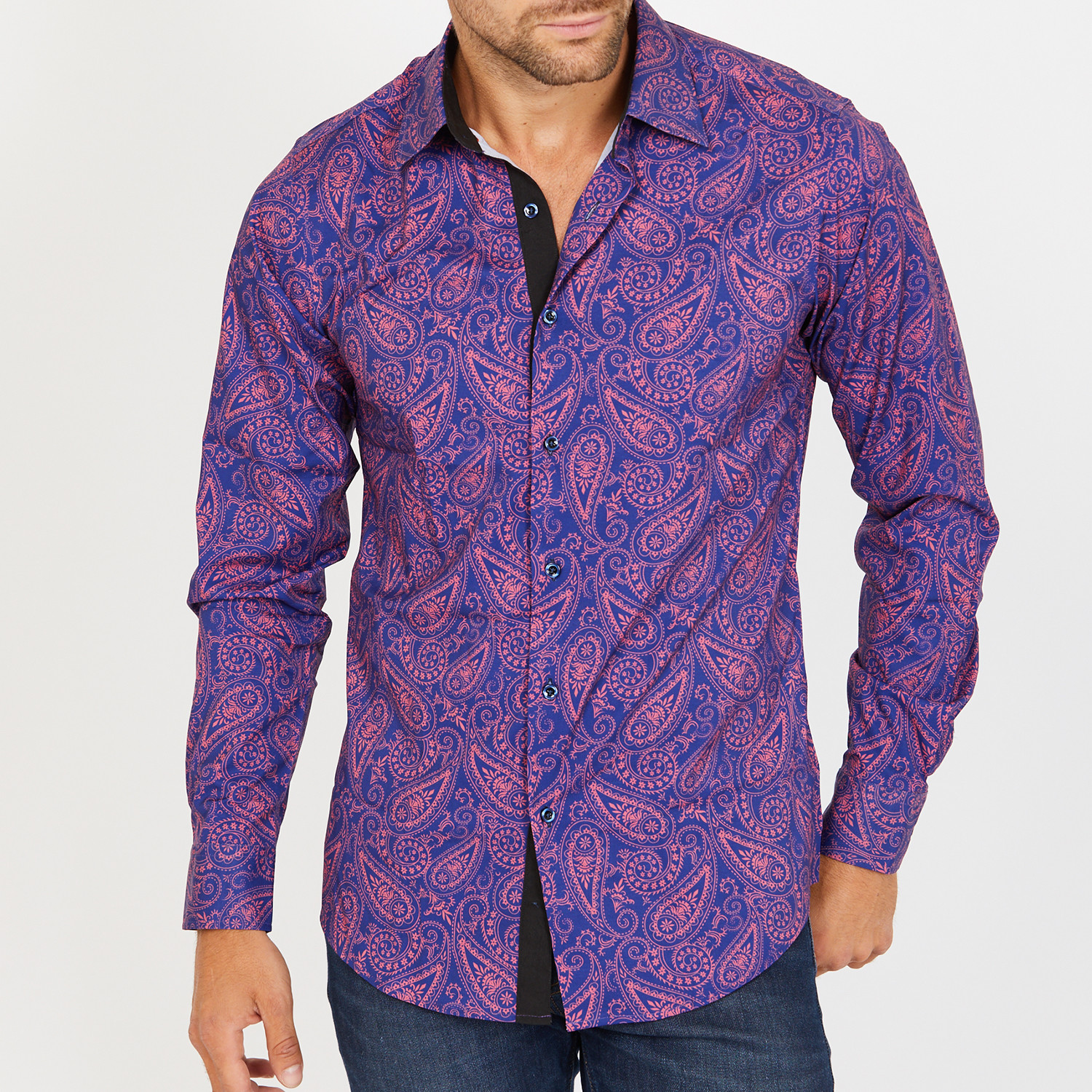 Ackles Long-Sleeve Button-Up Shirt // Purple (S) - Blanc - Touch of Modern