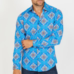Larry Long-Sleeve Button-Up Shirt // Aqua (M)