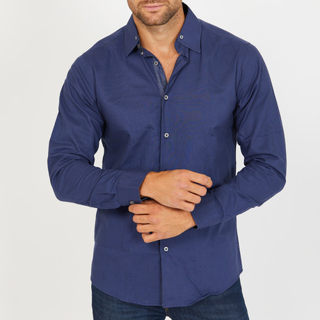 Branson Long-Sleeve Button-Up Shirt // Navy (S)