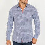 Simon Long-Sleeve Button-Up Shirt // Navy + White (S)