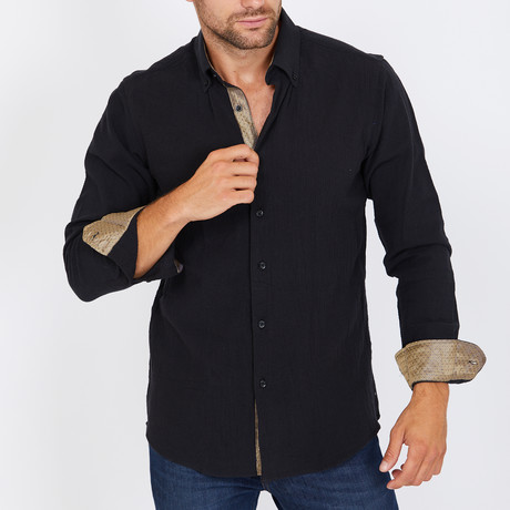 Kaplan Long-Sleeve Button-Up Shirt // Black (M)