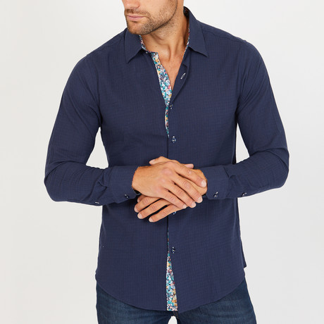 Corbin Long-Sleeve Button-Up Shirt // Navy (S)