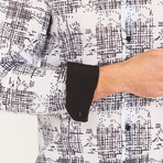 Roy Long-Sleeve Button-Up Shirt // White + Black (XL)