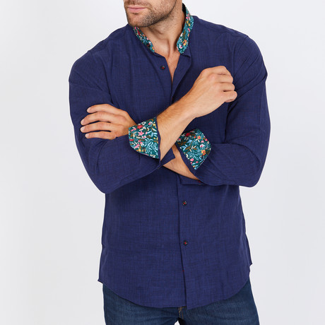 Malcolm Long-Sleeve Button-Up Shirt // Navy (S)