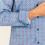Andrew Long-Sleeve Button-Up Shirt // Pink and Blue (L)