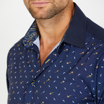 Keaton Long-Sleeve Button-Up Shirt // Navy (XL)