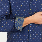 Keaton Long-Sleeve Button-Up Shirt // Navy (L)