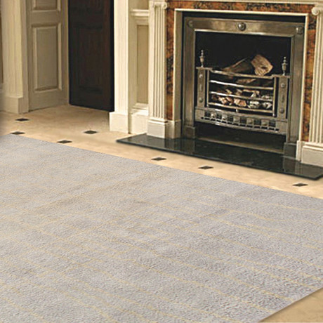 Hand-Knotted Lamb's Wool Area Rug // Light Gray (9'0"L x 6'0"W)