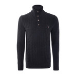 Gant Long Sleeve Cable Mock Neck // Dark Charcoal Melange (L)