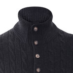 Gant Long Sleeve Cable Mock Neck // Dark Charcoal Melange (L)