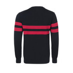 Gant Double Stripe V-Neck Sweater // Black + Red (S)