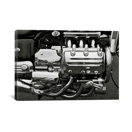 Motorcycle Engine // Grayscale (18"W x 26"H x .75"D)