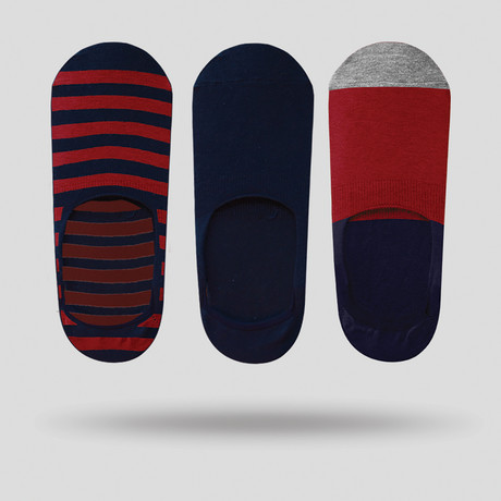 No Show Socks // Red Multi // Pack of 3