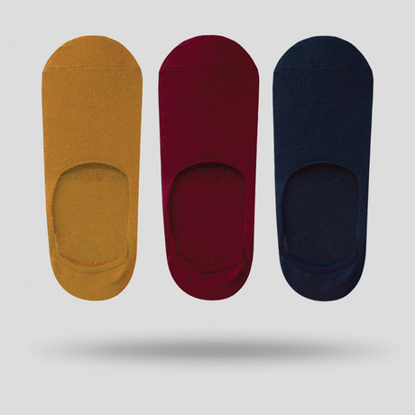 No Show Socks // Red + Yellow + Blue // Pack of 3