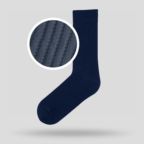 Long Socks Textured Mercerised // Navy