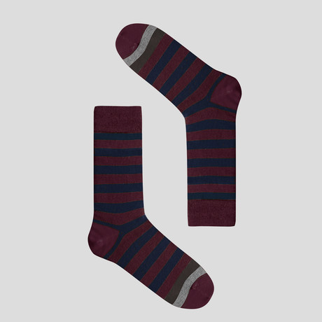 Long Socks Mercerised // Navy-Bordeaux