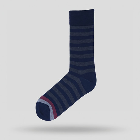 Long Socks Mercerised // Navy-Grey