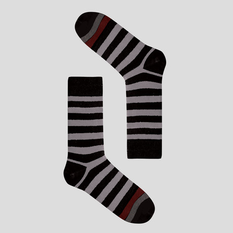 Long Socks Mercerised // Black-Grey
