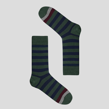 Long Socks Mercerised // Navy-Green
