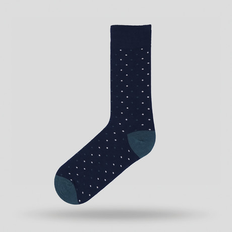 Long Socks Mercerised // Navy Dot