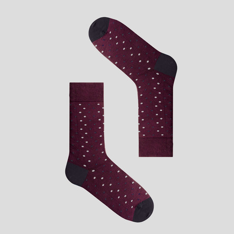 Long Socks Mercerised // Bordeaux Dot