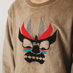 Aku Embroidered Suede Sweatshirt // Coffee (S)