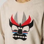 Aku Embroidered Suede Sweatshirt // Cream (L)