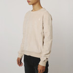 Suede Side-Zip Sweatshirt // Cream (M)