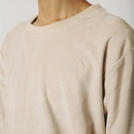 Suede Side-Zip Sweatshirt // Cream (2XL)
